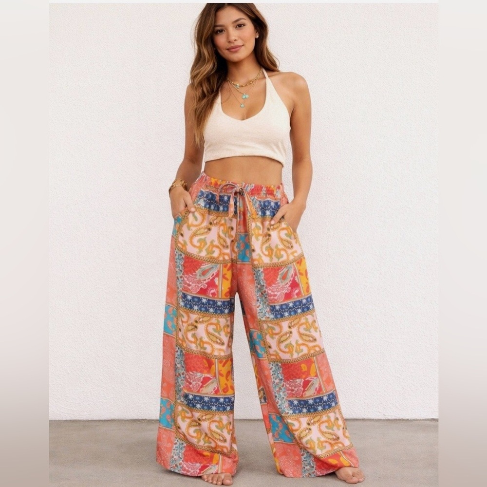 Free People Intimately Red/Pink Boho Lounge Pants